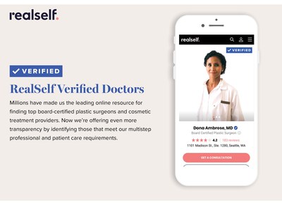 Launching today, RealSelf Verified modernizes the process of choosing a plastic surgeon or aesthetic provider, bringing peace of mind, transparency and convenience to consumers.