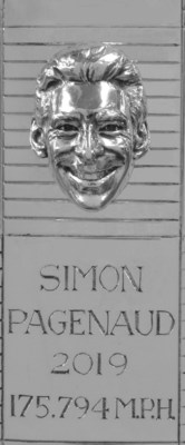 Sterling silver likeness of 2019 Indianapolis 500 Winner Simon Pagenaud for the Borg-Warner Trophy
