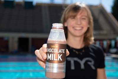 Gold medalist Katie Ledecky shares her recovery secret in new BUILT WITH CHOCOLATE MILK campaign. Credit: Mike Lewis Gold medalist Katie Ledecky shares her recovery secret in new BUILT WITH CHOCOLATE MILK campaign. Credit: Mike Lewis