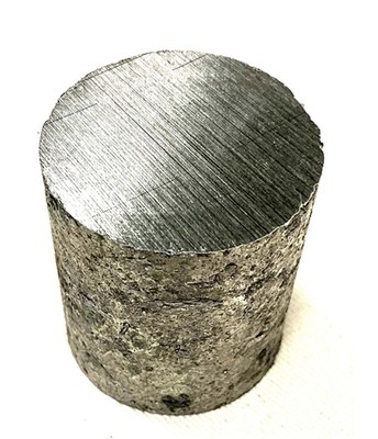 Aluminum-Scandium master alloy produced at the U.S. Department of Energy’s Ames Laboratory by Ames researchers and NioCorp engineers.