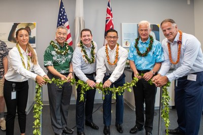 Accredo, a specialty pharmacy that serves people who take medications for complex and rare conditions, today opened a new, full-service pharmacy in Hawaii. The grand opening ceremony included a traditional untying of the maile lei. From left: Quinn Taira, lead pharmacist, Hawaii Governor David Ige, Accredo president Brian Seiz, Corey Fujii, senior director and general manager, Accredo, Honolulu Mayor Kirk Caldwell, and Vic Perini, vice president, Specialty Sales and Account Management. Accredo, a specialty pharmacy that serves people who take medications for complex and rare conditions, today opened a new, full-service pharmacy in Hawaii. The grand opening ceremony included a traditional untying of the maile lei. From left: Quinn Taira, lead pharmacist, Hawaii Governor David Ige, Accredo president Brian Seiz, Corey Fujii, senior director and general manager, Accredo, Honolulu Mayor Kirk Caldwell, and Vic Perini, vice president, Specialty Sales and Account Management.