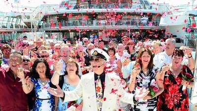 Princess Cruises Ambassador Gavin MacLeod, pictured above, will officiate a ceremony onboard Regal Princess during a Valentine's Day cruise in February 2020, in an attempt to set the record for the largest renewals of vows at sea.  (Photo Credit: James Morgan)