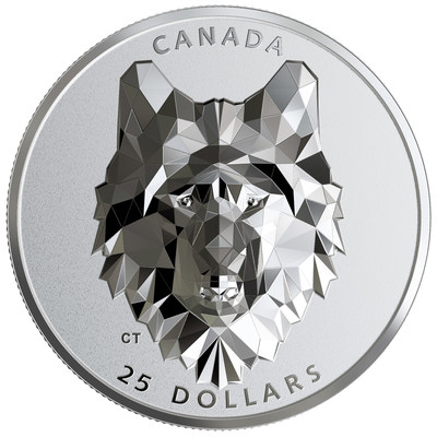 The Royal Canadian Mint's extra high relief Multifaceted Animal Head: Wolf silver coin