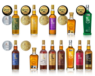 A destilaria Kavalan ganha prêmios “Gold Outstanding”, “Gold” e “Platinum” nos recentes IWSC e IRS. (PRNewsfoto/Kavalan)