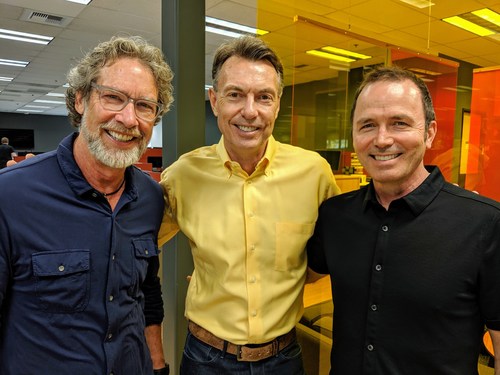 Clarity Creative leaders Bill Welter (l) and Gregg Stokes (r) join Monte Wood (c) in celebrating their future as one company.