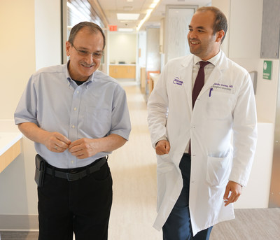 Stomach cancer patient Louis Battaglia (left) with NYU Langone Hospital–Brooklyn's Dr. Camilo Correa.