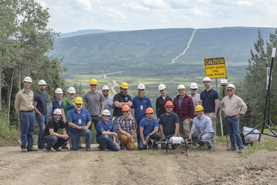 Members from the Alaska IPP team gather around the Skyfront Perimeter UAV after a successful BVLOS mission. Members from the Alaska IPP team gather around the Skyfront Perimeter UAV after a successful BVLOS mission.
