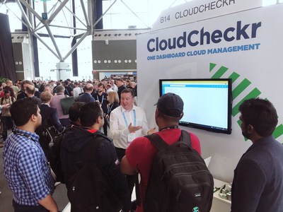CloudCheckr delivers total visibility, across cloud, making the most complex cloud infrastructures easy to manage and secure?with immediate results. Seen here demonstrating their cloud management platform at a cloud computing event in Amsterdam hosted by Amazon Web Services (AWS).