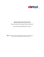 Boyd Group Income Fund - Interim Condensed Consolidated Financial Statements - Three and Six Months Ended June 30, 2019 (CNW Group/Boyd Group Income Fund)