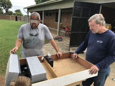 American made Tamarack Technologies HV1600 whole house fan prepared for installation at Ugandan mission enabling missionaries there to breathe a little easier in the stifling heat.