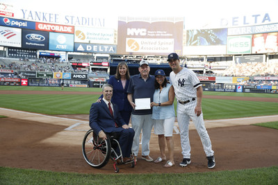 Left to right: Victor Calise, Commissioner, Mayor's Office for People with Disabilities; Kleo King, Deputy Commissioner & General Counsel, Mayor's Office for People with Disabilities; James Weisman, president & CEO, United Spinal Association; Holly Weisman; and Mike Tauchman, New York Yankees outfielder (PHOTO CREDIT: NEW YORK YANKEES. ALL RIGHTS RESERVED. © NEW YORK YANKEES) Left to right: Victor Calise, Commissioner, Mayor's Office for People with Disabilities; Kleo King, Deputy Commissioner & General Counsel, Mayor's Office for People with Disabilities; James Weisman, president & CEO, United Spinal Association; Holly Weisman; and Mike Tauchman, New York Yankees outfielder (PHOTO CREDIT: NEW YORK YANKEES. ALL RIGHTS RESERVED. © NEW YORK YANKEES)