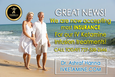 Insurance accepted for Ketamine Treatments for Depression, PTSD, Chronic Pain, Fibromyalgia, Lyme, Migraines and more! Please visit ivketamine.com or call 727-538-2646