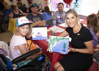 Brittany Hebert, Sky High Founder and CEO, displays artwork drawn by a St. Jude patient. Brittany Hebert, Sky High Founder and CEO, displays artwork drawn by a St. Jude patient.
