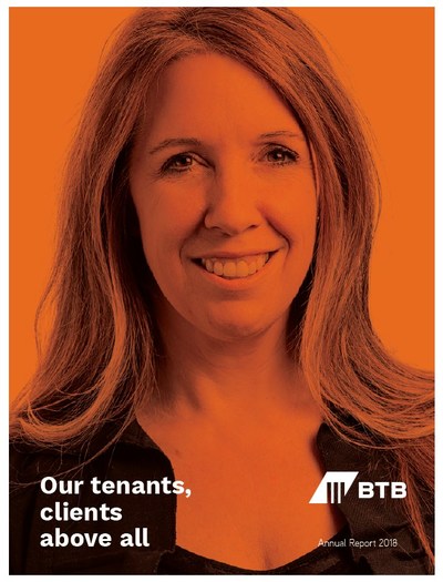 Cover page of 2018 annual report featuring Michelle Laflamme, from EMOVI Inc. (CNW Group/BTB Real Estate Investment Trust)