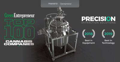Precision Extraction Solutions Awarded "Best in Technology" on Entrepreneur's Top 100 Cannabis Companies