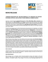 Josemaria Resources Inc. and NGEx Minerals Ltd. Announce TSX Venture Exchange Approval and Listing of NGEx Minerals Common Shares (CNW Group/Josemaria Resources Inc.)