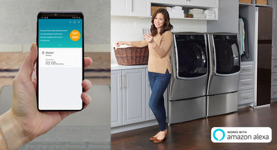 LG ThinQ appliances with Dash Replenishment save users the chore of repeatedly re-ordering supplies, allowing them to set up smart reordering of detergent and laundry supplies from Amazon when supplies run low, so they never run out of essentials.