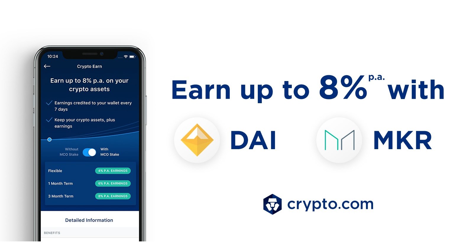 Crypto Earn: Now Earn 8% p.a. on DAI & MKR Deposits