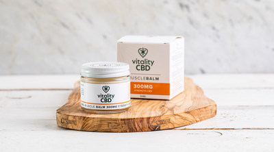 The Vitality CBD Muscle Balm, one of 6 SKUs now stocked in Tesco. The Muscle Balm is Vitality CBD's ultimate topical CBD application. Its unique blend of organic essential oils ensures an easy application and a fresh fragrance. With one easy dosage point at 300mg, it's an easy external way for CBD to be absorbed into the skin, muscle and joints. There's no need to only apply it in a localised area - massage it across your body for the full impact.