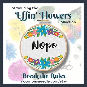 Notorious Needle Announces Grand Opening With the Effin' Flowers Cross Stitch Collection
