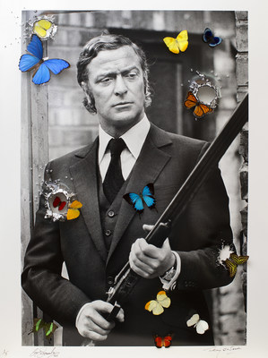 'Hollywood Reloaded Michael Caine' by Bran Symondson, 2019 (76.2 cm x 101.6 cm). A special collaboration between Terry O'Neill and Bran Symondson presented by HOFA Gallery.