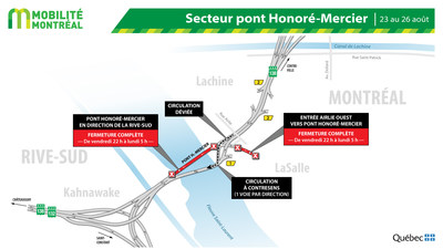 Fermeture pont Honor-Mercier, fin de semaine du 23 aot (Groupe CNW/Ministre des Transports)