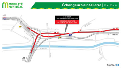 Fermeture A20 ouest et changeur Saint-Pierre, fin de semaine du 23 aot (Groupe CNW/Ministre des Transports)
