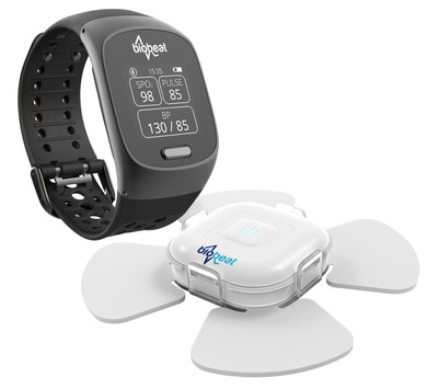 Biobeat’s smartwatch and patch connect to the cloud through either a smartphone or a dedicated gateway. The user will use one or the other device; whereas the watch is worn on the wrist the patch is to be placed anywhere on the upper torso. Biobeat’s smartwatch and patch connect to the cloud through either a smartphone or a dedicated gateway. The user will use one or the other device; whereas the watch is worn on the wrist the patch is to be placed anywhere on the upper torso.