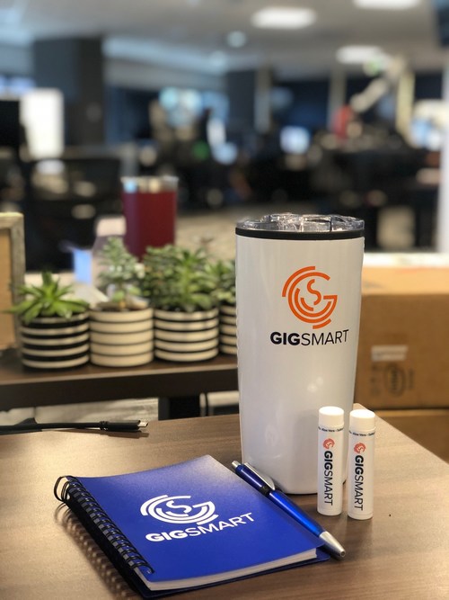 Image of GigSmart swag and new office