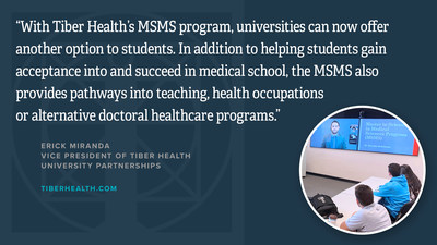 Students attending orientation at St. Thomas University (Miami) while Dr. Ferrahs Abdelbaset, MSMS Coordinator and faculty member, broadcasts from Ponce Health Science University - Saint Louis.