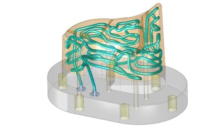 Cimatron 15's new Conformal Cooling Application enables mold makers to rapidly generate a conformal cooling design with automated tools, reducing design time from hours to minutes.