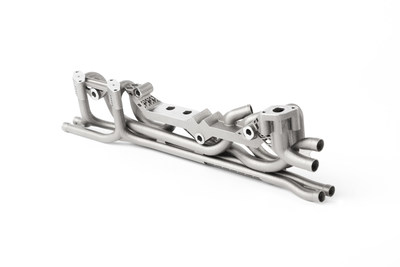 This hydraulic manifold with fully optimized flow and part count reduction to one single, most compact component eliminates the assembly process and reduces part failure risk. The part is prepared with 3DXpert all-in-one Metal AM software, prints on DMP Flex 350 metal 3D printer with LaserForm Ti Gr5 (A) material and post-machines on GF Machining Solutions' Mill S 400 U.