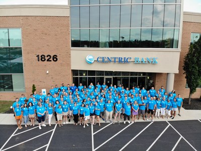 Centric Bank employees gather at the corporate campus for an Employee Appreciation Day featuring games, food trucks, and a dunk tank.