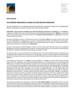Filo Mining Announces Closing of C$40 Million Financing (CNW Group/Filo Mining Corp.)