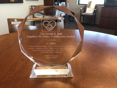 C Spire has received the 2019 Jerald D. Ball “Together We Make a Difference” community service award for its support of the non-profit arm of Mississippi State Hospital, which provides mental health, substance abuse and nursing home services in the state. C Spire has received the 2019 Jerald D. Ball “Together We Make a Difference” community service award for its support of the non-profit arm of Mississippi State Hospital, which provides mental health, substance abuse and nursing home services in the state.