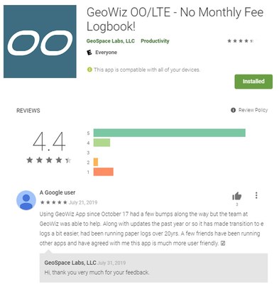 GeoSpace Labs Announces Highest Customer Rating in Industry for Geowiz No Monthly Fee ELD