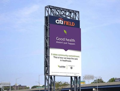 Healthfirst Proud Wellness Partner of the New York Mets. Digital Billboard