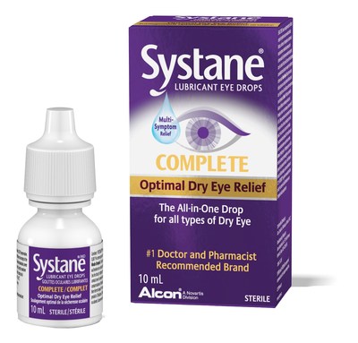 Systane Complete is the first all-in-one drop for all types of dry eye, featuring tiny, nano-sized lipid droplets that replenish and lock in moisture across the eye surface. Photo credit: Alcon Canada (CNW Group/Alcon Canada)