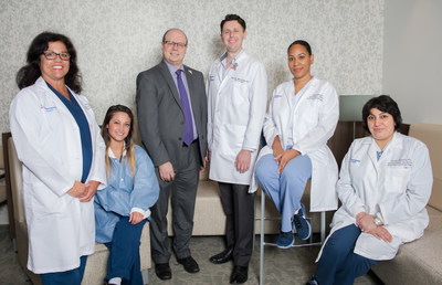 Northwell surgeon David M. Whitehead, MD, third from right, and members of the team that performed Long Island's first genital gender confirmation surgery, with David Rosenthal, DO, medical director of Northwell's Center for Transgender Care. Northwell surgeon David M. Whitehead, MD, third from right, and members of the team that performed Long Island's first genital gender confirmation surgery, with David Rosenthal, DO, medical director of Northwell's Center for Transgender Care.