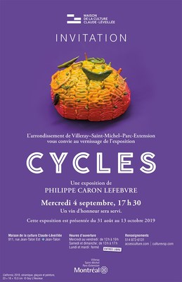 /R E P R I S E -- Avis aux médias - Vernissage de l'exposition - CYCLES de Philippe Caron Lefebvre/