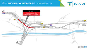Fermetures dans les secteurs des échangeurs Turcot et Saint-Pierre durant la fin de semaine du 6 septembre 2019