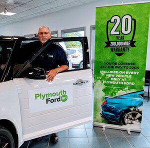 Longtime Irwin Auto Group employee Gene Meier joins the all-new Plymouth Ford in the Granite State