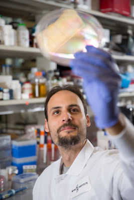 Wyss Institute researchers Jonathan Scheiman (shown here) and George Church developed the concept that the intestinal microbiome of elite athletes harbors higher number of specific bacteria that can assist with their performances and lead to the development of highly-validated probiotics. Credit: Wyss Institute at Harvard University Wyss Institute researchers Jonathan Scheiman (shown here) and George Church developed the concept that the intestinal microbiome of elite athletes harbors higher number of specific bacteria that can assist with their performances and lead to the development of highly-validated probiotics. Credit: Wyss Institute at Harvard University