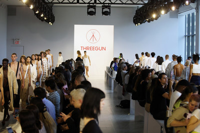 Models present the Threegun Spring/Summer 2020 collection during the New York Fashion Week in New York, the United States, Sept. 4, 2019.