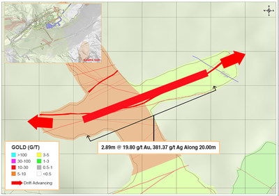 Figure 4: Underground Channel Sampling Results from the Eastern-most Part of the Veta Sur System (CNW Group/Continental Gold Inc.)