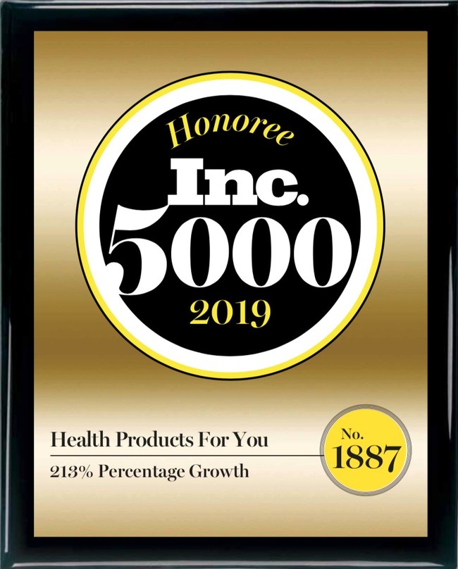 Health Products For You ranked 1887 amongst America's fastest growing companies in 2019