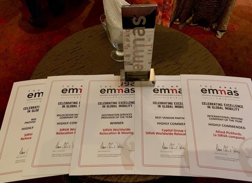 EMMA Award for Destination Services Provider of the Year for SIRVA plus 4 highly commended certificates.