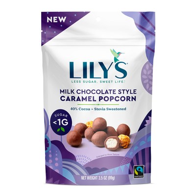 This movie-ready snack from Lily's will melt in your mouth! Choose Milk Chocolate Style or Dark combined with caramel popcorn for an irresistible combination