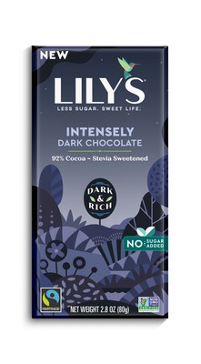 Satisfy cravings for Dark Chocolate with Lily's new 92% Intensely Dark Chocolate Bar