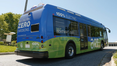 A $200,000 grant from Duke Energy will help the Asheville Redefines Transit (ART) system fund five electric bus-charging stations that were installed by the city earlier this year. Photo courtesy of the City of Asheville.